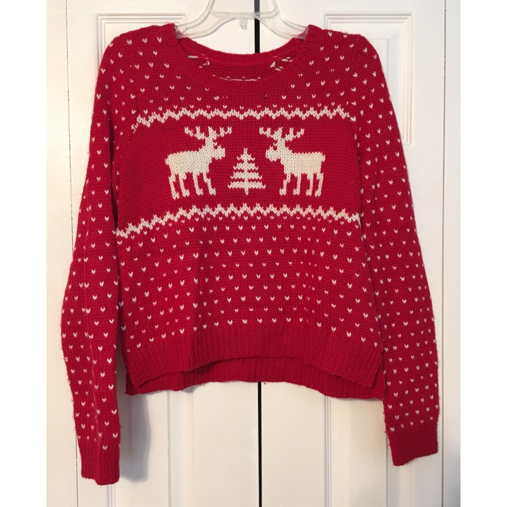 Abercrombie & Fitch Cozy Red Christmas Sweater